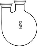 Flask, Round Bottom, Two-Neck, Vertical Sockets